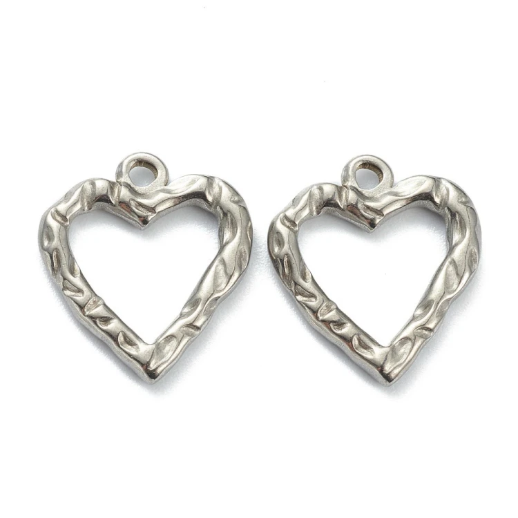 ZSS483 Zawieszka do biżuterii serce 16x18mm stal nierdzewna platynowe