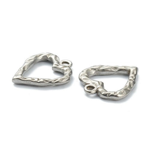 ZSS483 Zawieszka do biżuterii serce 16x18mm stal nierdzewna platynowe