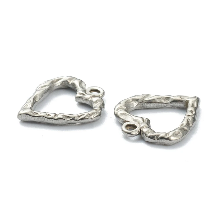 ZSS483 Zawieszka do biżuterii serce 16x18mm stal nierdzewna platynowe