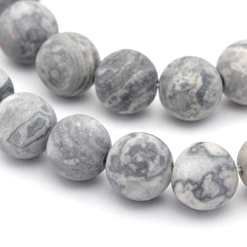 JAS103 Jaspis Picasso kamień naturalny koraliki kule 8mm-9mm matowe sznur 46szt