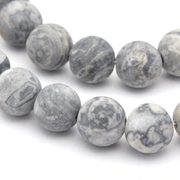 JAS103 Jaspis Picasso kamień naturalny koraliki kule 8mm-9mm matowe sznur 46szt
