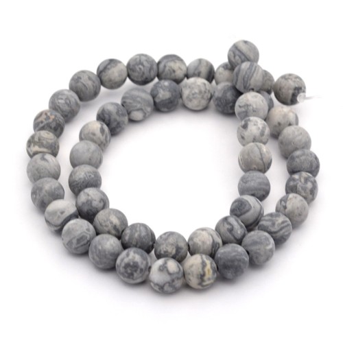 JAS103 Jaspis Picasso kamień naturalny koraliki kule 8mm-9mm matowe sznur 46szt