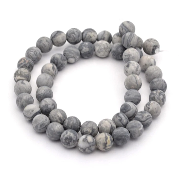 JAS103 Jaspis Picasso kamień naturalny koraliki kule 8mm-9mm matowe sznur 46szt