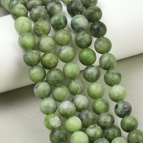 JAD187 Jadeit Taiwan kamień naturalny koraliki kule 8mm sznur 46szt zielony