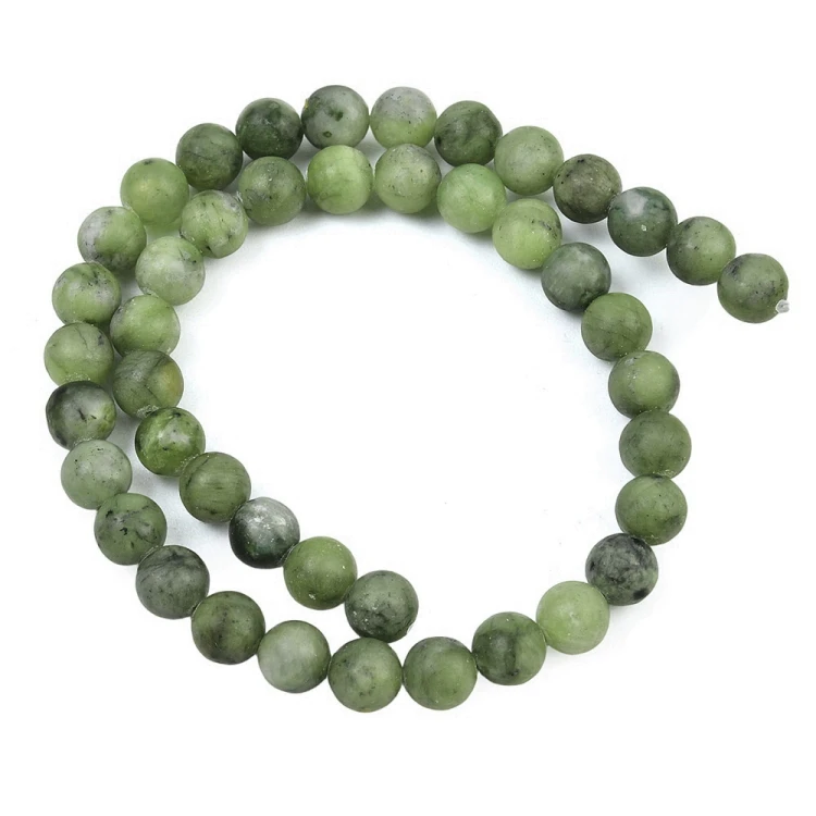 JAD187 Jadeit Taiwan kamień naturalny koraliki kule 8mm sznur 46szt zielony