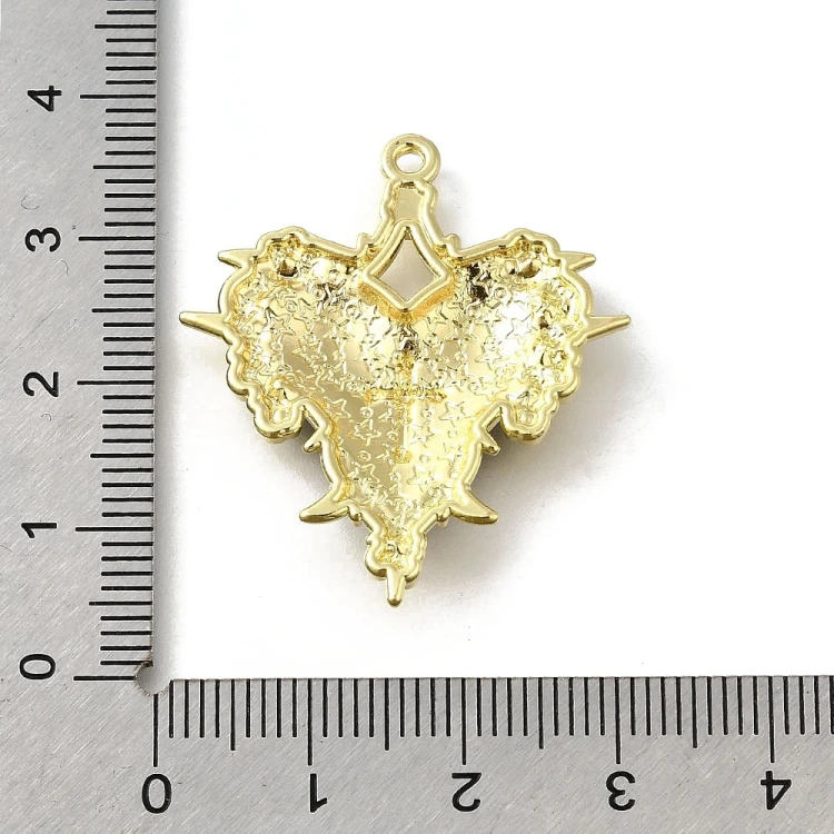 ZM101 Zawieszka metalowa do biżuterii serce krzyż 29x34mm punk gothic złote/czarne
