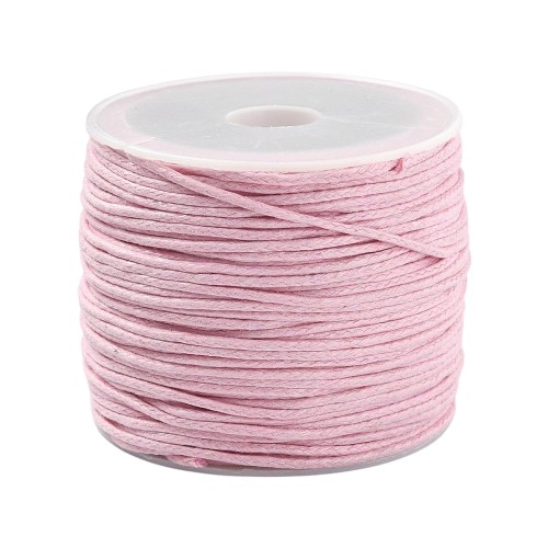 SW101 Sznurek bawełniany woskowany 1mm rolka 20m - różowy