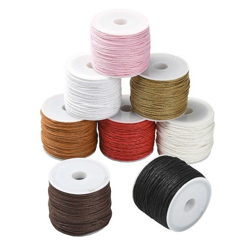 SW102 Sznurek bawełniany woskowany 1mm rolka 20m - brązowy