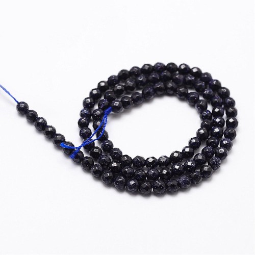 GST36 Kamień Blue Goldstone Noc Kairu koraliki kule fasetowane 6mm sznur 60szt