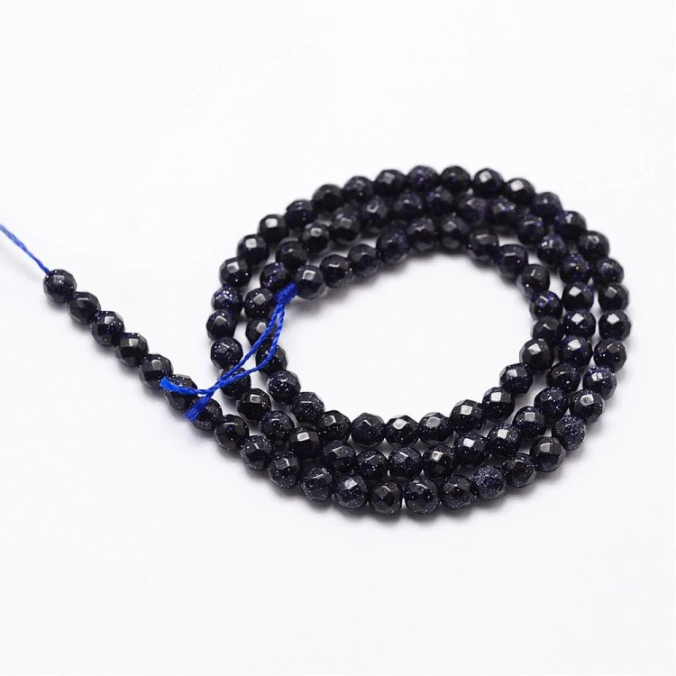 GST36 Kamień Blue Goldstone Noc Kairu koraliki kule fasetowane 6mm sznur 60szt