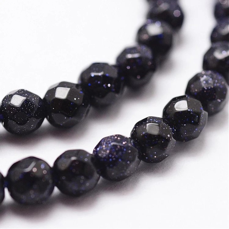 GST36 Kamień Blue Goldstone Noc Kairu koraliki kule fasetowane 6mm sznur 60szt