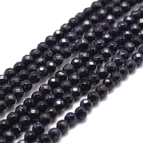 GST36 Kamień Blue Goldstone Noc Kairu koraliki kule fasetowane 6mm sznur 60szt