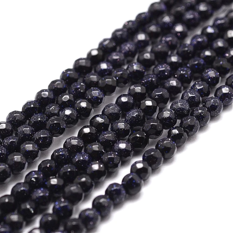 GST36 Kamień Blue Goldstone Noc Kairu koraliki kule fasetowane 6mm sznur 60szt