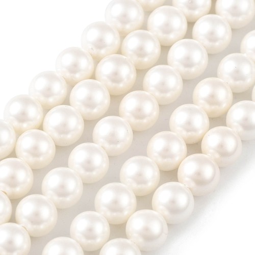 PER327 Perły muszelkowe LUX kule 6mm sznur 62szt białe