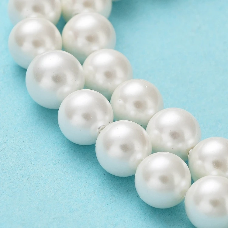 PER327 Perły muszelkowe LUX kule 6mm sznur 62szt białe