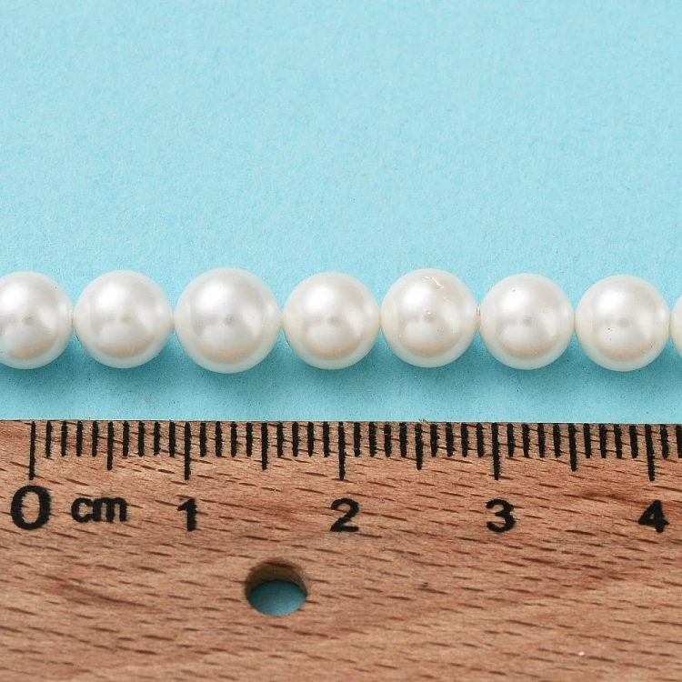 PER327 Perły muszelkowe LUX kule 6mm sznur 62szt białe