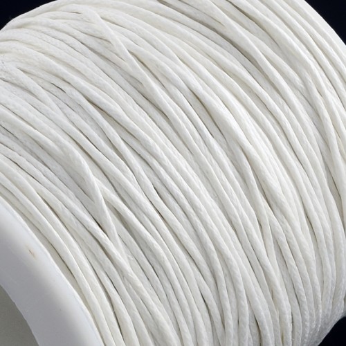 SW104 Sznurek pleciony bawełniany woskowany 1mm rolka 90m - biały