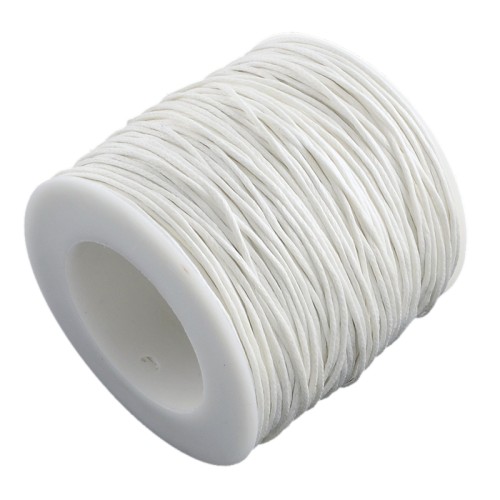 SW104 Sznurek pleciony bawełniany woskowany 1mm rolka 90m - biały