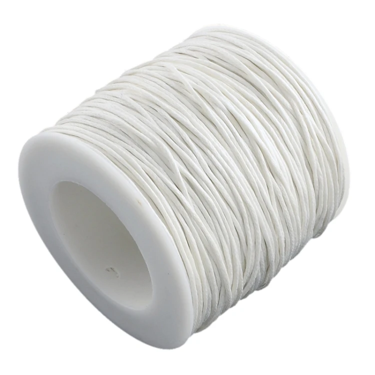 SW104 Sznurek pleciony bawełniany woskowany 1mm rolka 90m - biały