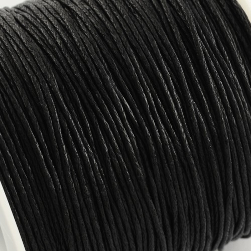 SW105 Sznurek pleciony bawełniany woskowany 1mm rolka 90m - czarny