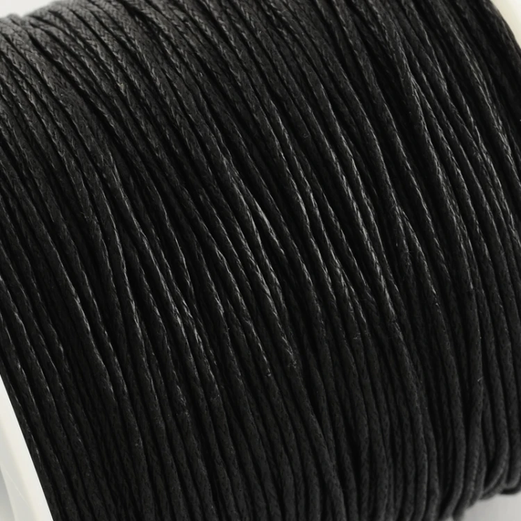 SW105 Sznurek pleciony bawełniany woskowany 1mm rolka 90m - czarny