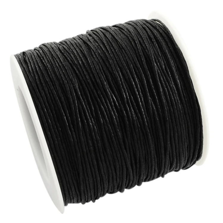 SW105 Sznurek pleciony bawełniany woskowany 1mm rolka 90m - czarny