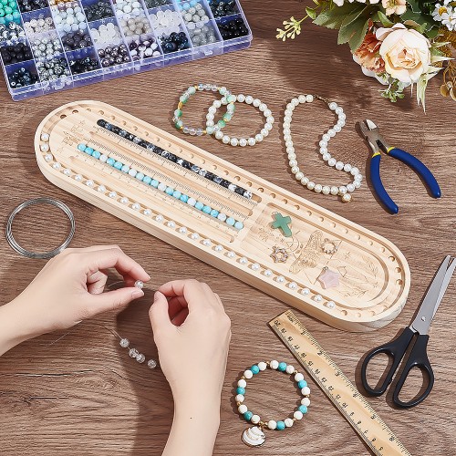 beb11 Tablica drewniana taca do projektowania biżuterii z koralików BEAD BOARD