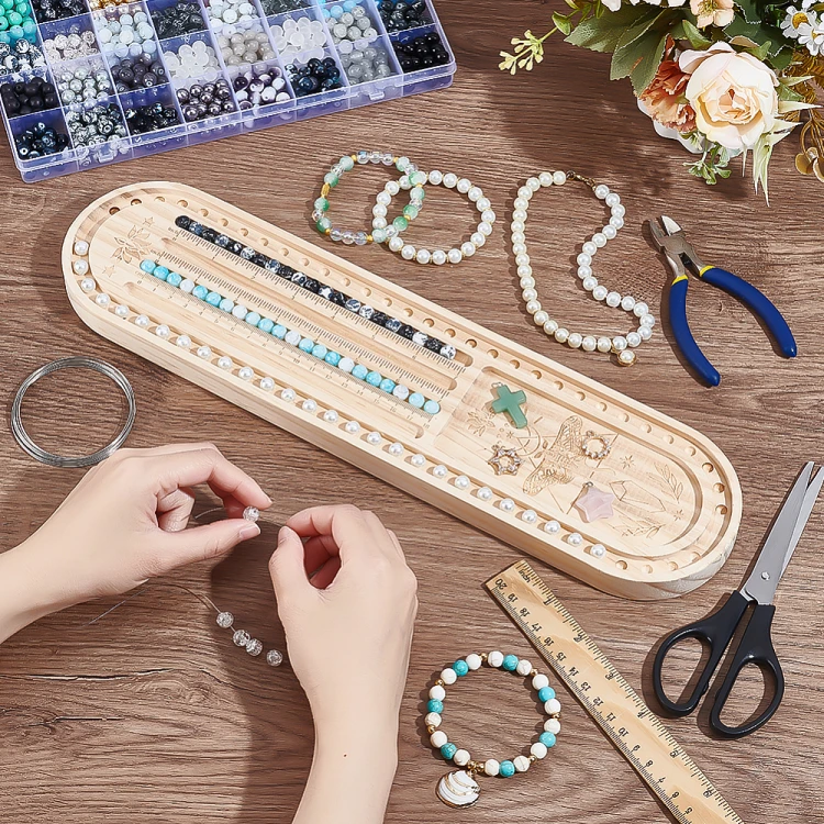 beb11 Tablica drewniana taca do projektowania biżuterii z koralików BEAD BOARD
