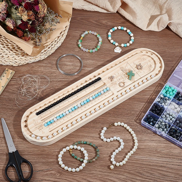 beb11 Tablica drewniana taca do projektowania biżuterii z koralików BEAD BOARD