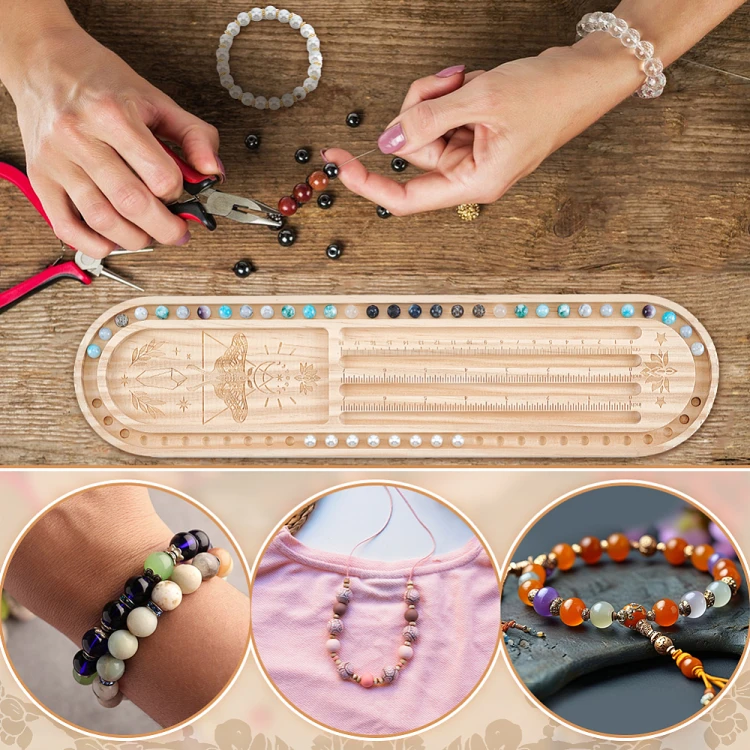 beb11 Tablica drewniana taca do projektowania biżuterii z koralików BEAD BOARD