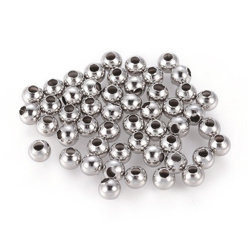KPM67 Koraliki kuleczki przekładki 2x2mm 20szt stal nierdzewna