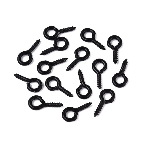 HAW66 Haczyki montażowe z gwintem i oczkiem 5x10mm 50szt czarne