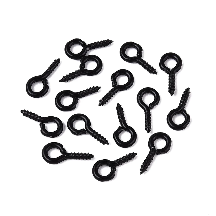 HAW66 Haczyki montażowe z gwintem i oczkiem 5x10mm 50szt czarne