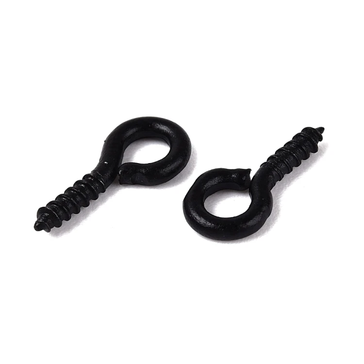 HAW66 Haczyki montażowe z gwintem i oczkiem 5x10mm 50szt czarne