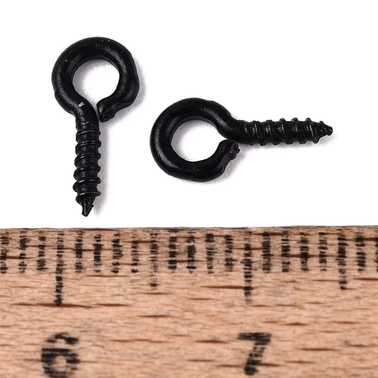 HAW66 Haczyki montażowe z gwintem i oczkiem 5x10mm 50szt czarne