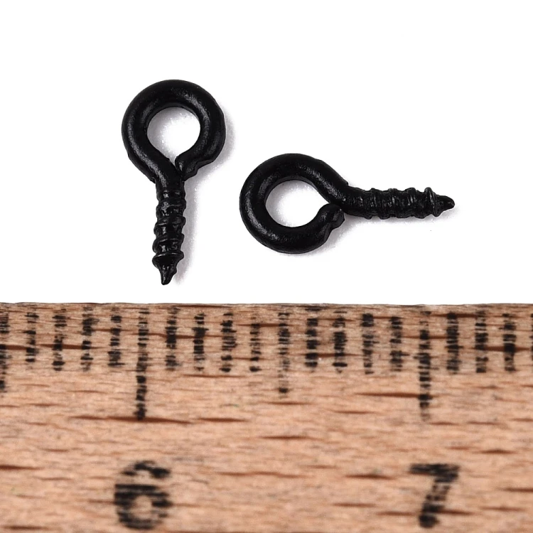 HAW67 Haczyki montażowe z gwintem i oczkiem 4x8mm 50szt czarne