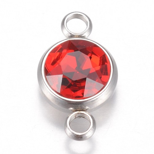 LAC406 Łącznik ozdobny z kamieniem 01x18mm stal nierdzewna platynowy