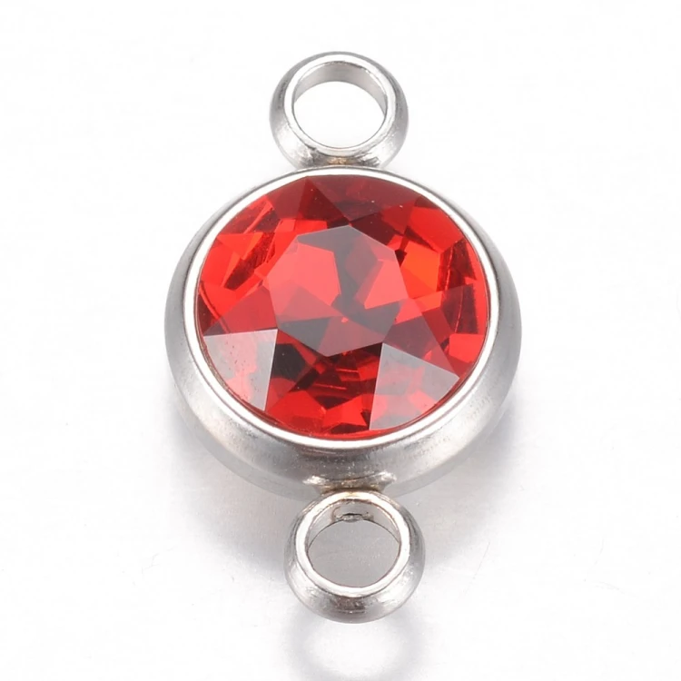 LAC406 Łącznik ozdobny z kamieniem 01x18mm stal nierdzewna platynowy