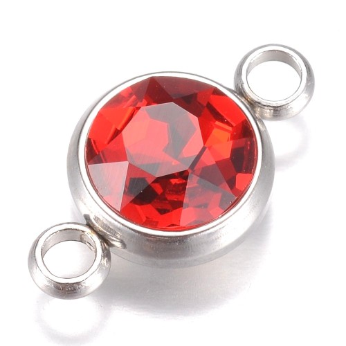 LAC406 Łącznik ozdobny z kamieniem 01x18mm stal nierdzewna platynowy