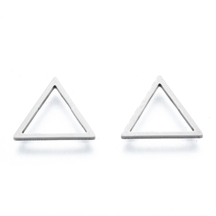 LAC411 Łącznik zawieszka do biżuterii trójkąt 14x12mm stal nierdzewna 2szt - platynowy