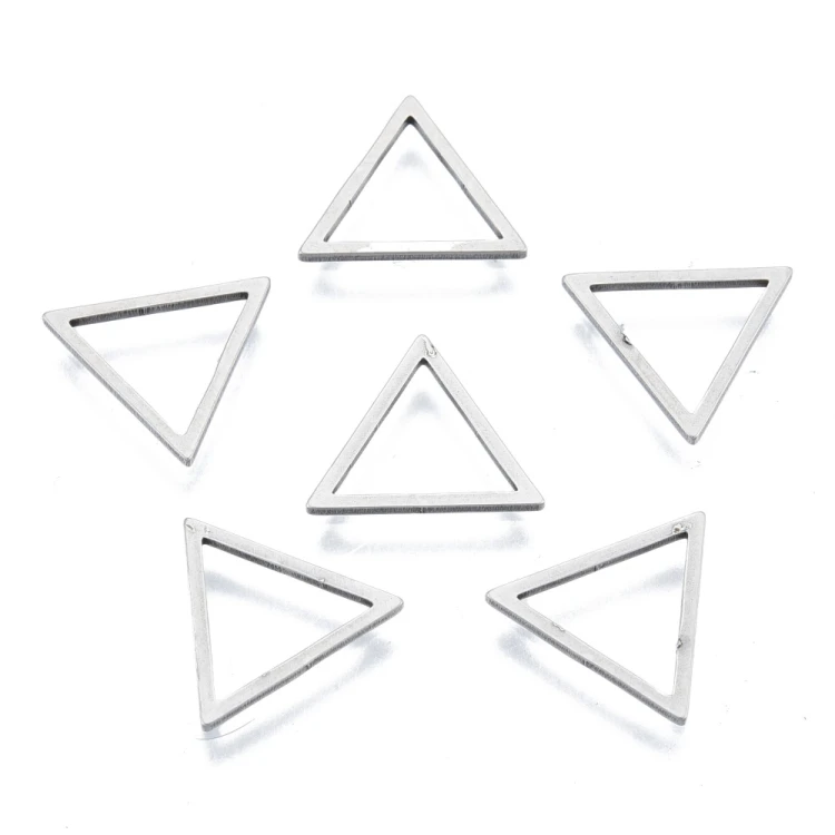 LAC411 Łącznik zawieszka do biżuterii trójkąt 14x12mm stal nierdzewna 2szt - platynowy