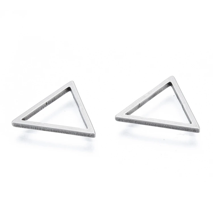 LAC411 Łącznik zawieszka do biżuterii trójkąt 14x12mm stal nierdzewna 2szt - platynowy