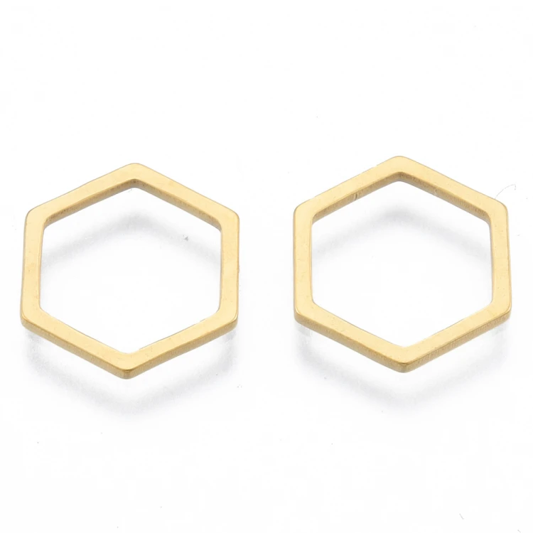 LAC418 Łącznik zawieszka do biżuterii heksagon 12x13mm stal nierdzewna- złoty