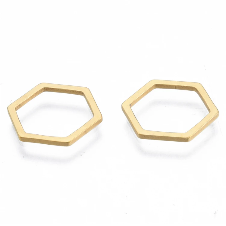 LAC418 Łącznik zawieszka do biżuterii heksagon 12x13mm stal nierdzewna- złoty