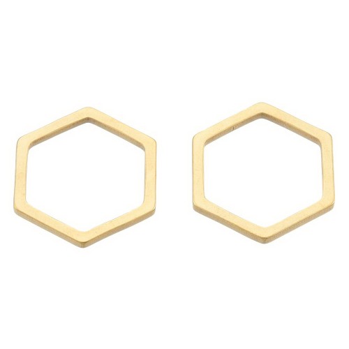 LAC418 Łącznik zawieszka do biżuterii heksagon 12x13mm stal nierdzewna- złoty