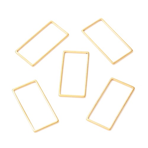 LAC421 Łącznik zawieszka do biżuterii prostokąt 13x25mm stal nierdzewna 2szt- złoty
