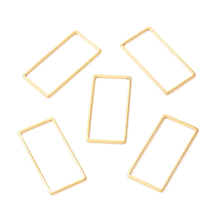 LAC421 Łącznik zawieszka do biżuterii prostokąt 13x25mm stal nierdzewna 2szt- złoty