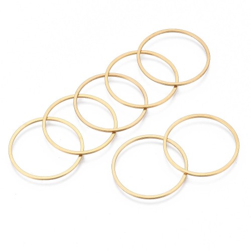 LAC425 Łącznik zawieszka do biżuterii okrągły 25mm stal nierdzewna (IP) 2szt- złoty 18K
