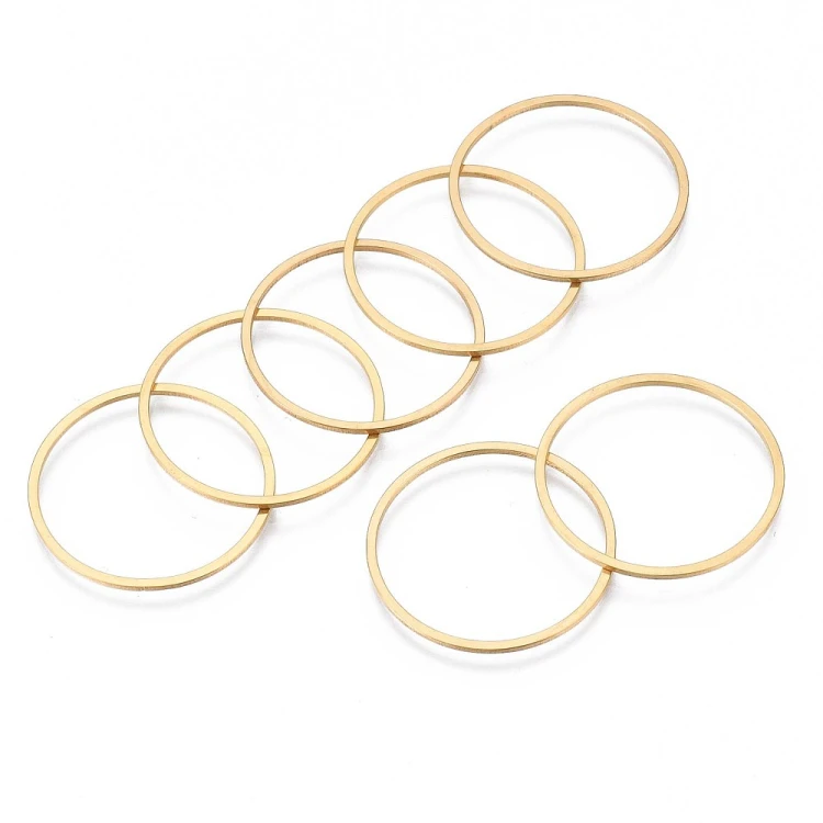 LAC425 Łącznik zawieszka do biżuterii okrągły 25mm stal nierdzewna (IP) 2szt- złoty 18K