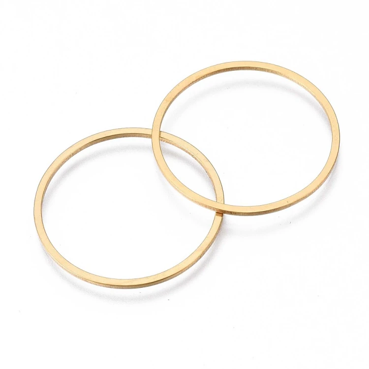 LAC425 Łącznik zawieszka do biżuterii okrągły 25mm stal nierdzewna (IP) 2szt- złoty 18K